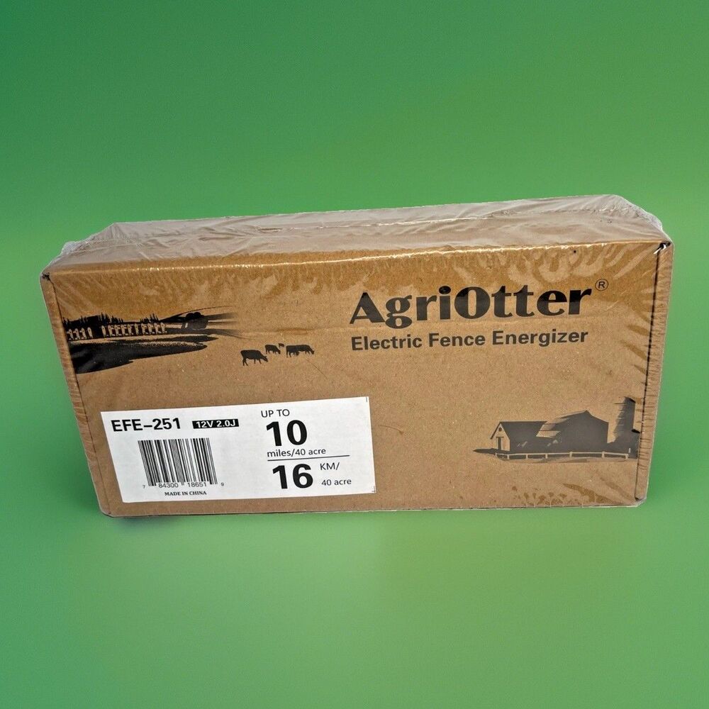 AgriOtter Electric Fence Energizer 40 Acre 10 miles 2 in 1 Powered by Battery/AC